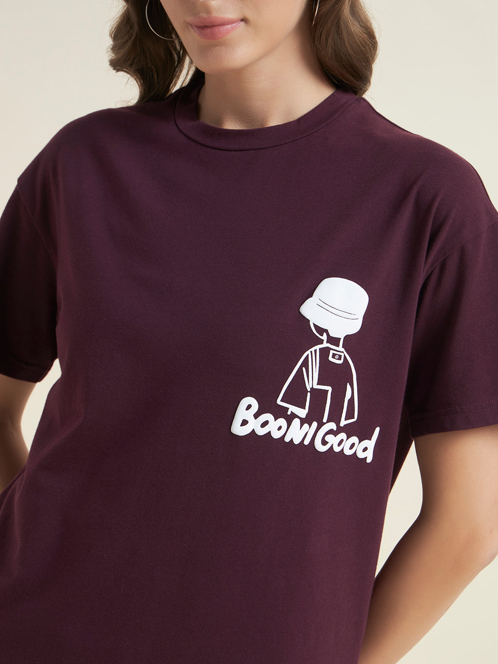 Beatnik Maroon Comfortable T-Shirt for Women