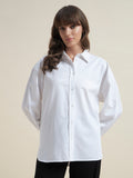 Beatnik Women White Oversized Poplin Full Sleeve Office Wear Formal Shirt