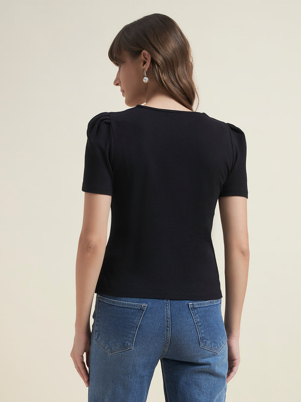 Beatnik Black Shirt Style Top for Women