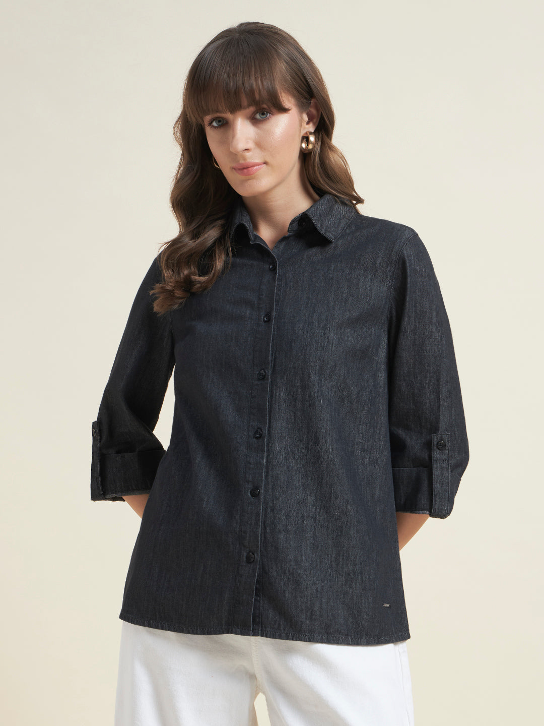 Charcoal Spread Collar Formal Shirt