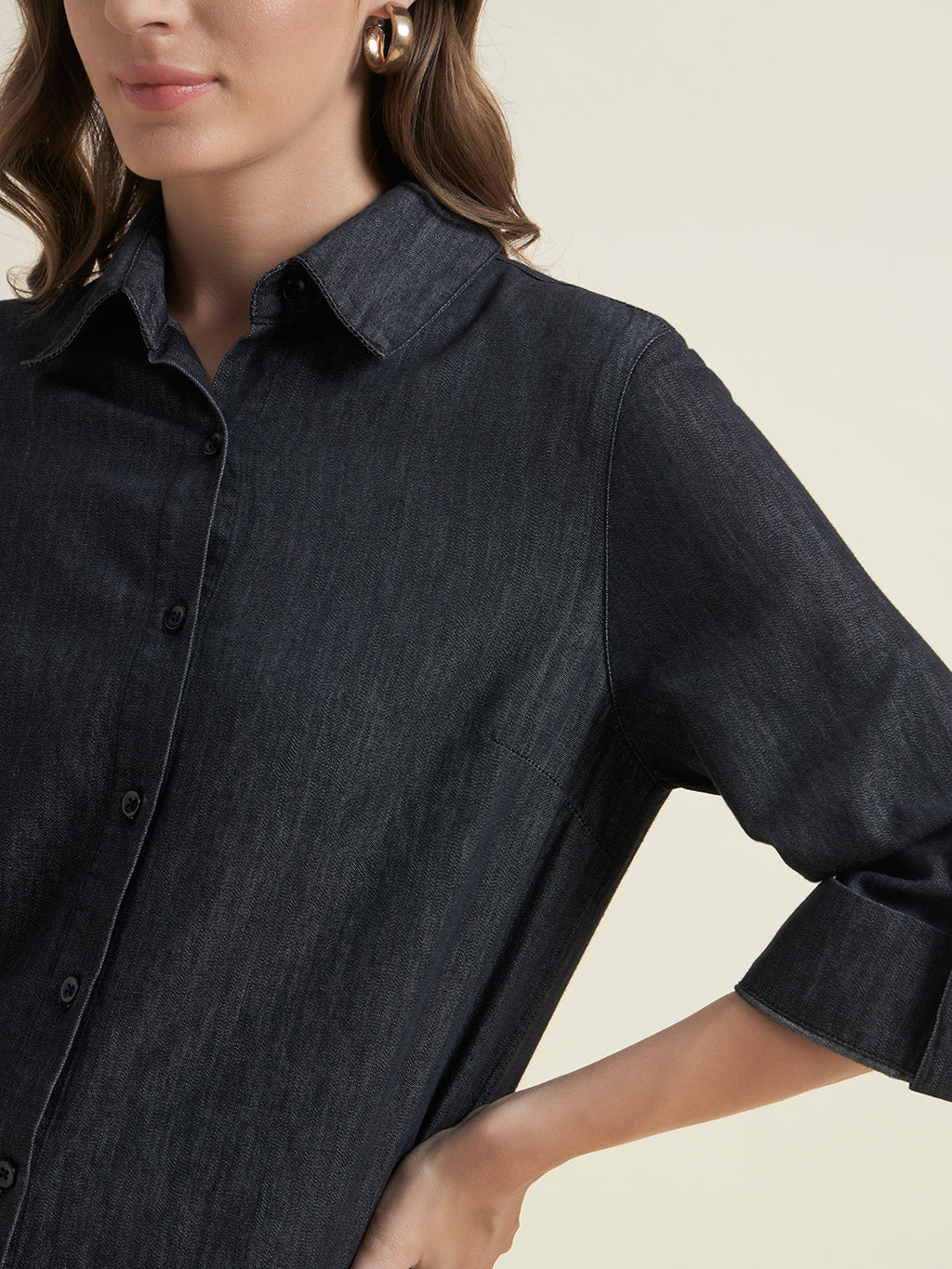 Charcoal Spread Collar Formal Shirt