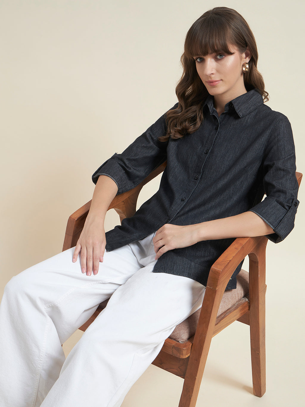 Charcoal Spread Collar Formal Shirt