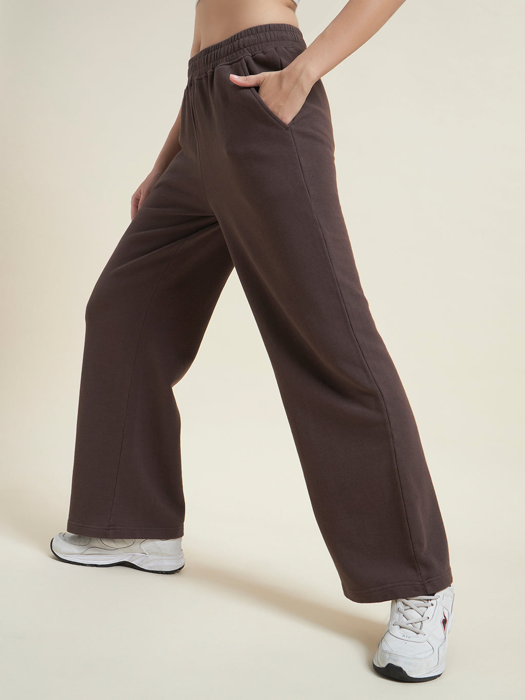 Brown Flared Pants Regular Trousers for Women