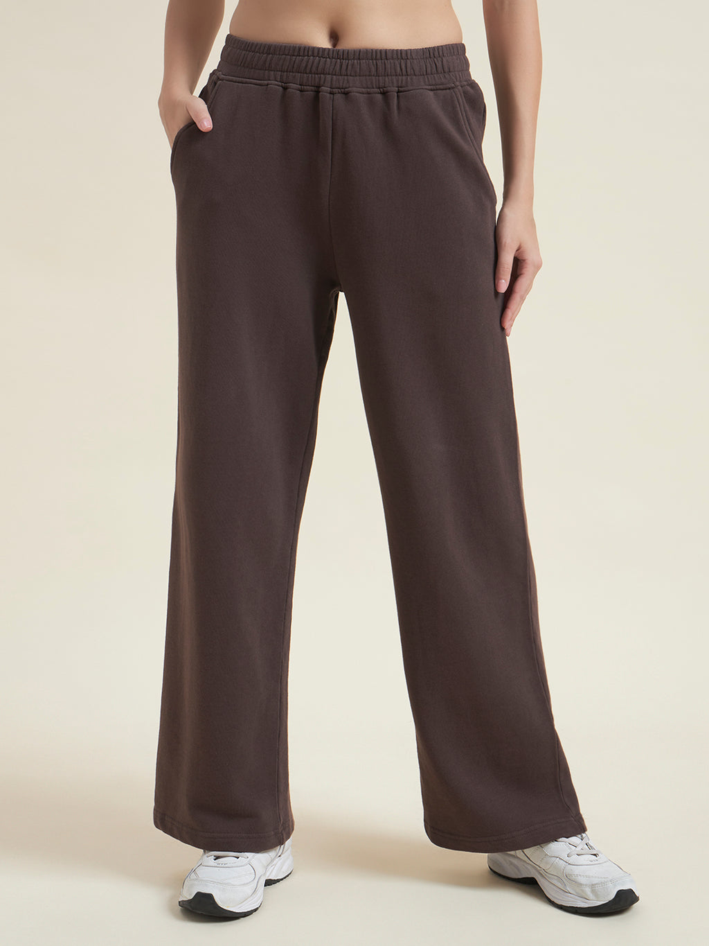 Brown Flared Pants Regular Trousers for Women