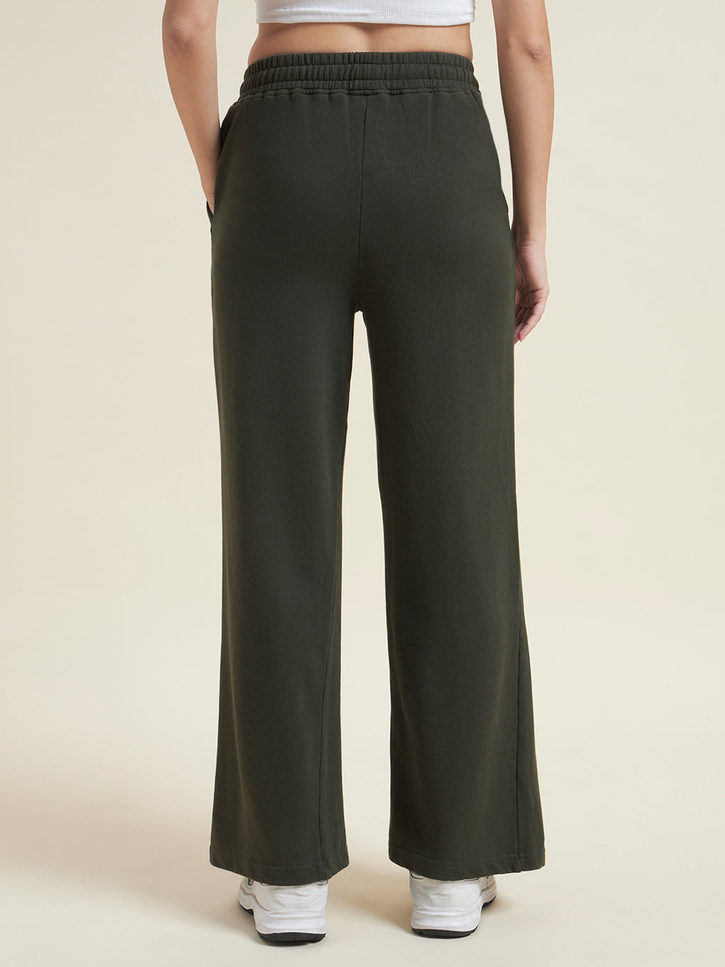 Olive Flared Pants Regular Trousers for Women