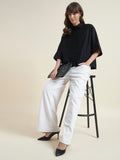 Beatnik Women Black Oversized Tencel 3/4 Flared Sleeve Casual Western Shirt