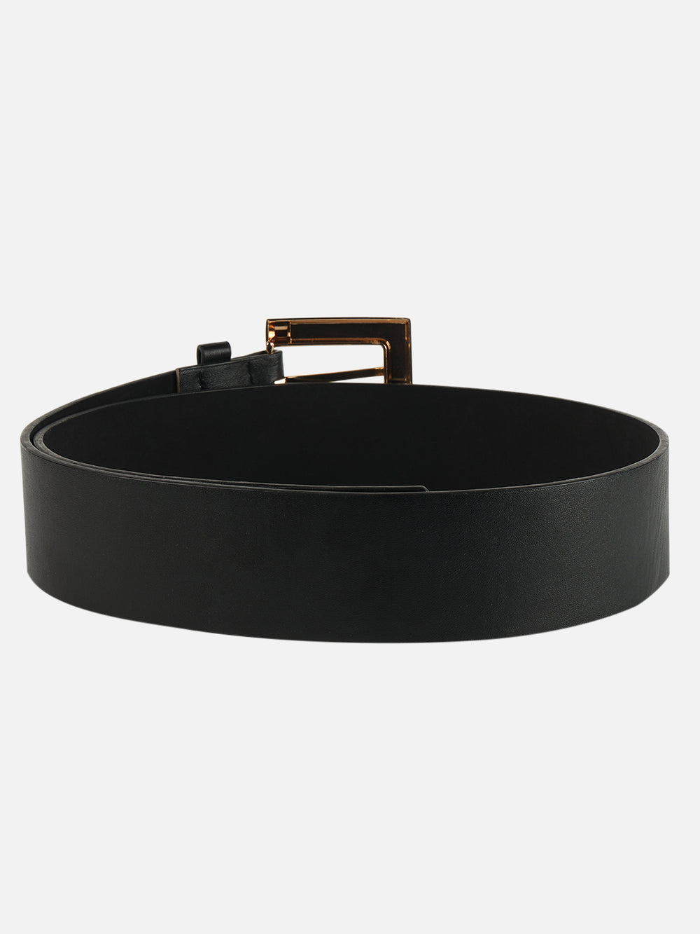 Women Black Wide Push Pin Formal Artificial leather Belt (28 to 32)