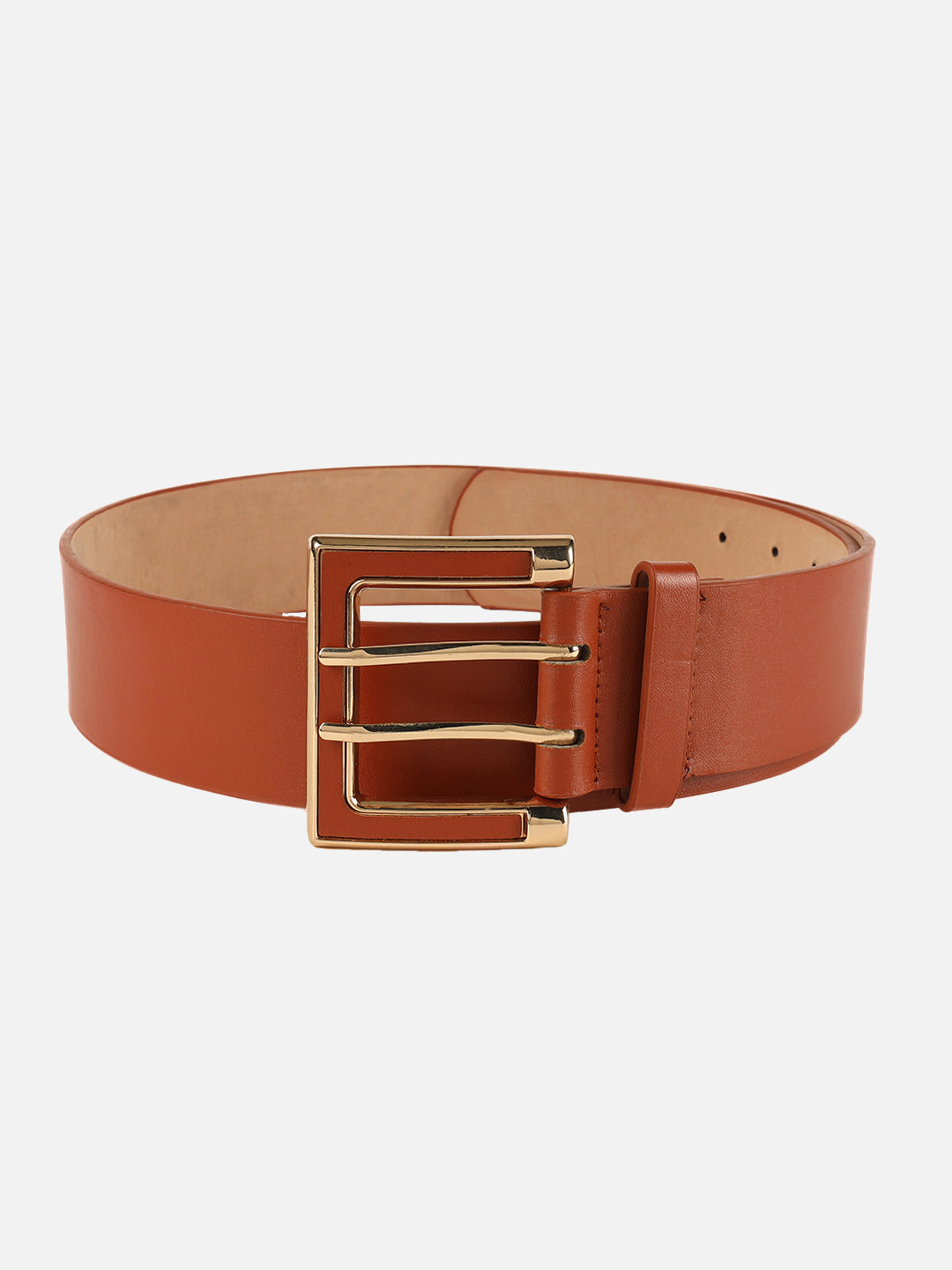 Women Brown Wide Push Pin Formal Artificial leather Belt (28 to 32)