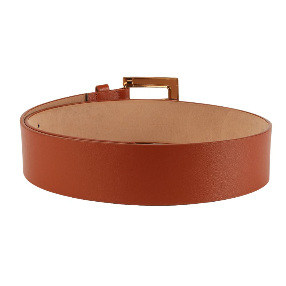 Women Brown Wide Push Pin Formal Artificial leather Belt (28 to 32)