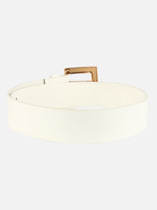 Women White Wide Push Pin Formal Artificial leather Belt (28 to 32)