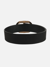 Women Black Wide Push Pin Formal Artificial leather Oval shape Buckle Belt (28 to 32)