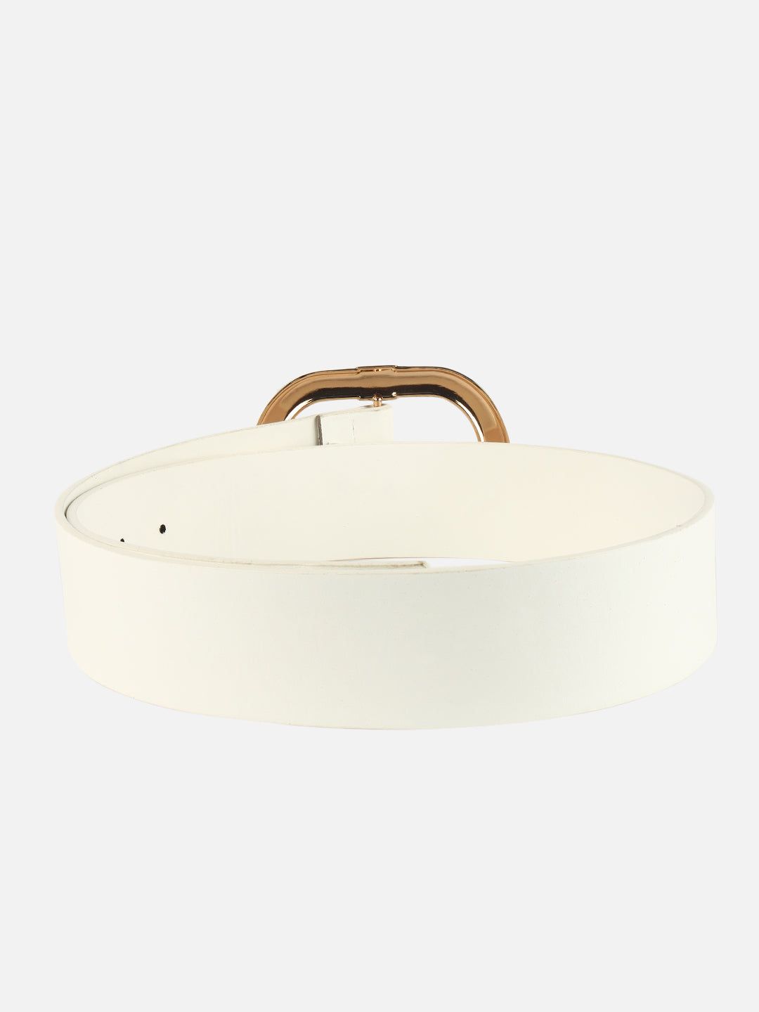 Women White Wide Push Pin Formal Artificial leather Oval shape Buckle Belt (28 to 32)
