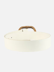 Women White Wide Push Pin Formal Artificial leather Oval shape Buckle Belt (28 to 32)