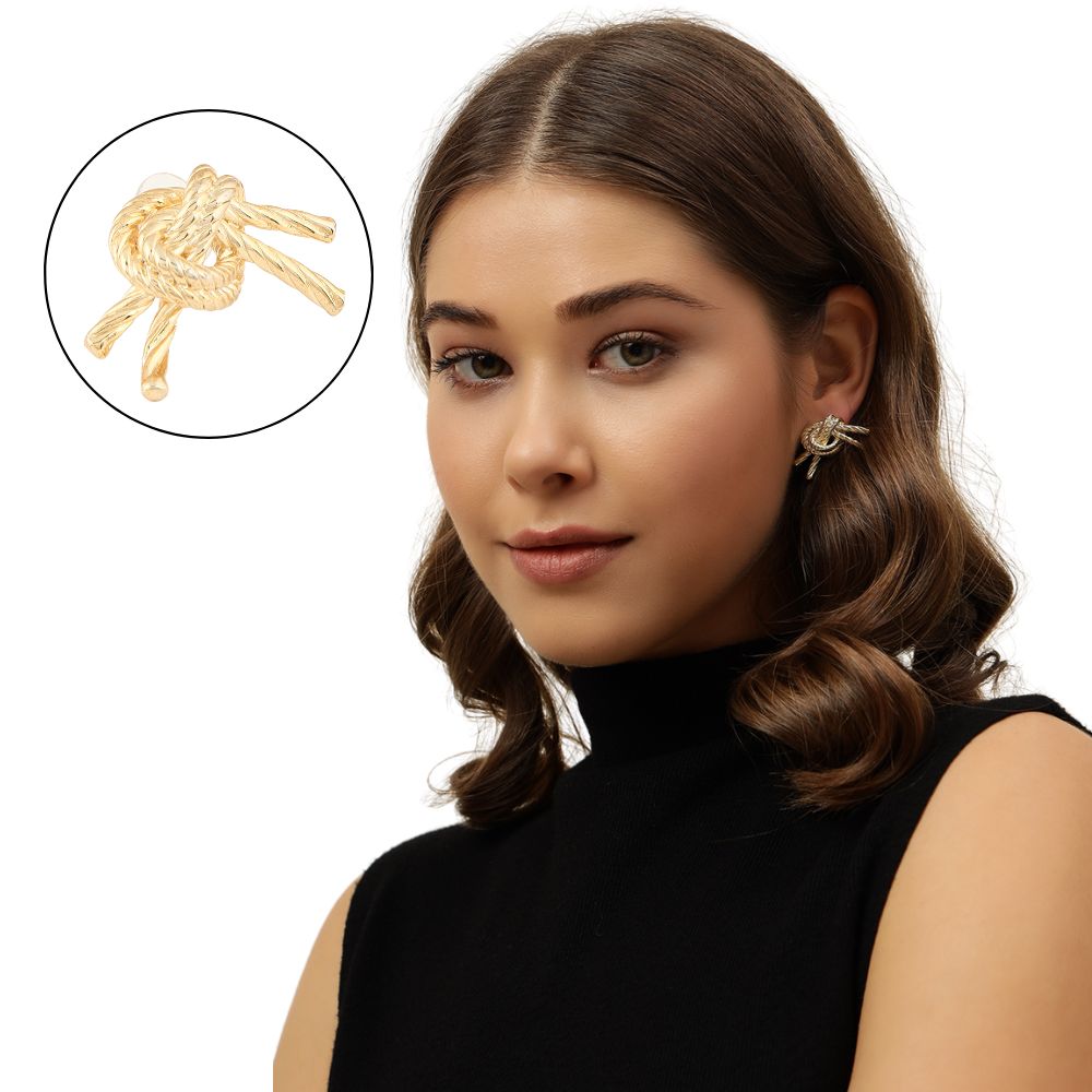 Beatnik Studs Metal Geometric Western Gold-Plated Fashion Earrings