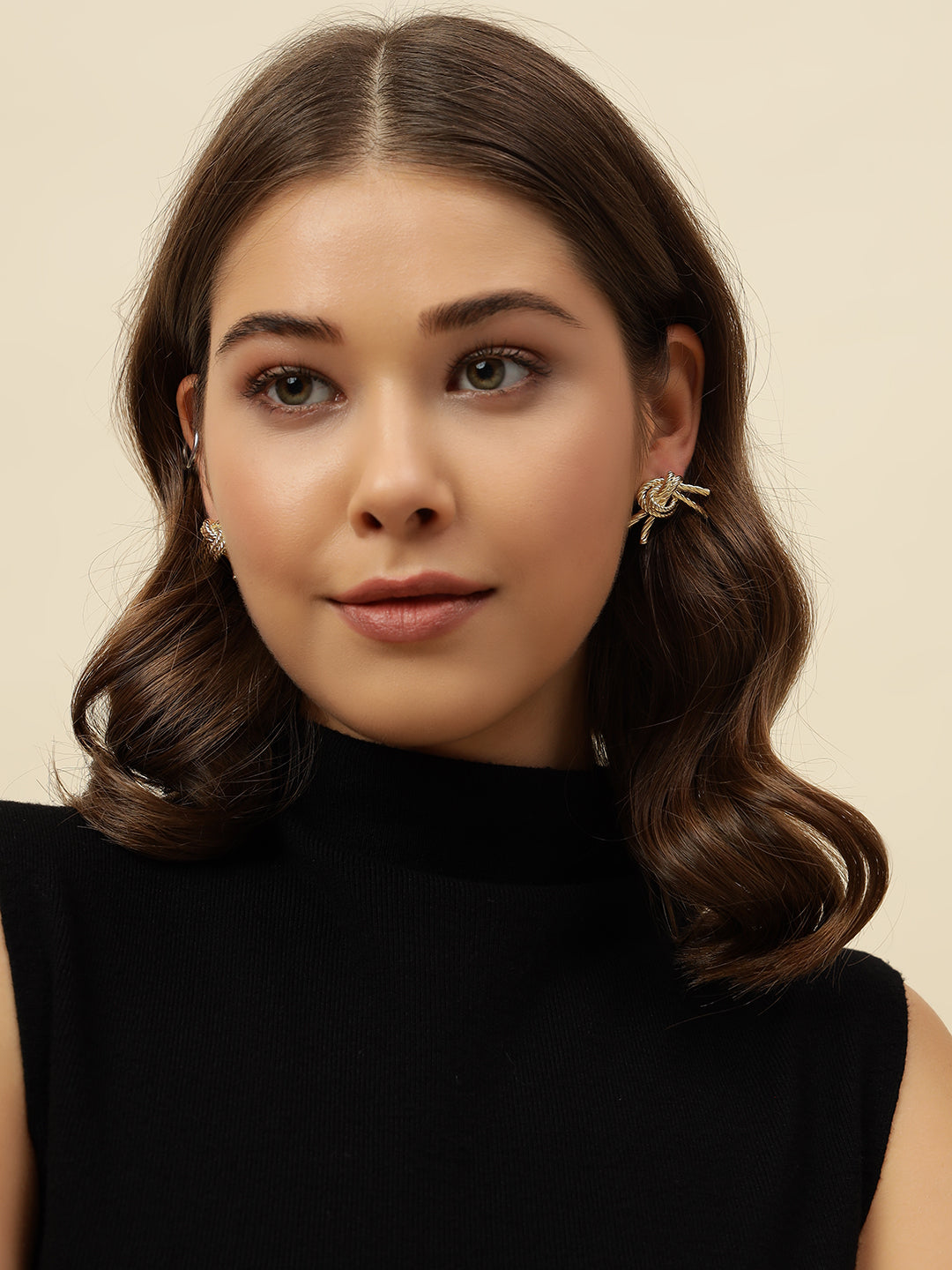 Beatnik Studs Metal Geometric Western Gold-Plated Fashion Earrings