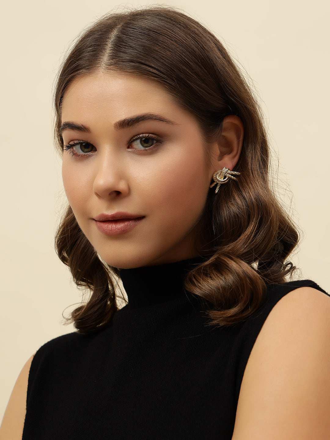 Beatnik Studs Metal Geometric Western Gold-Plated Fashion Earrings