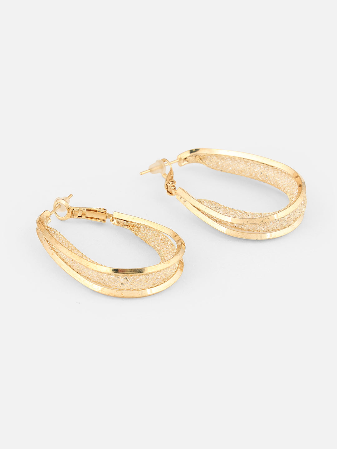 Beatnik Women's Western Oval Hoop Earrings, Gold-Plated Metal with Lever Back Closure
