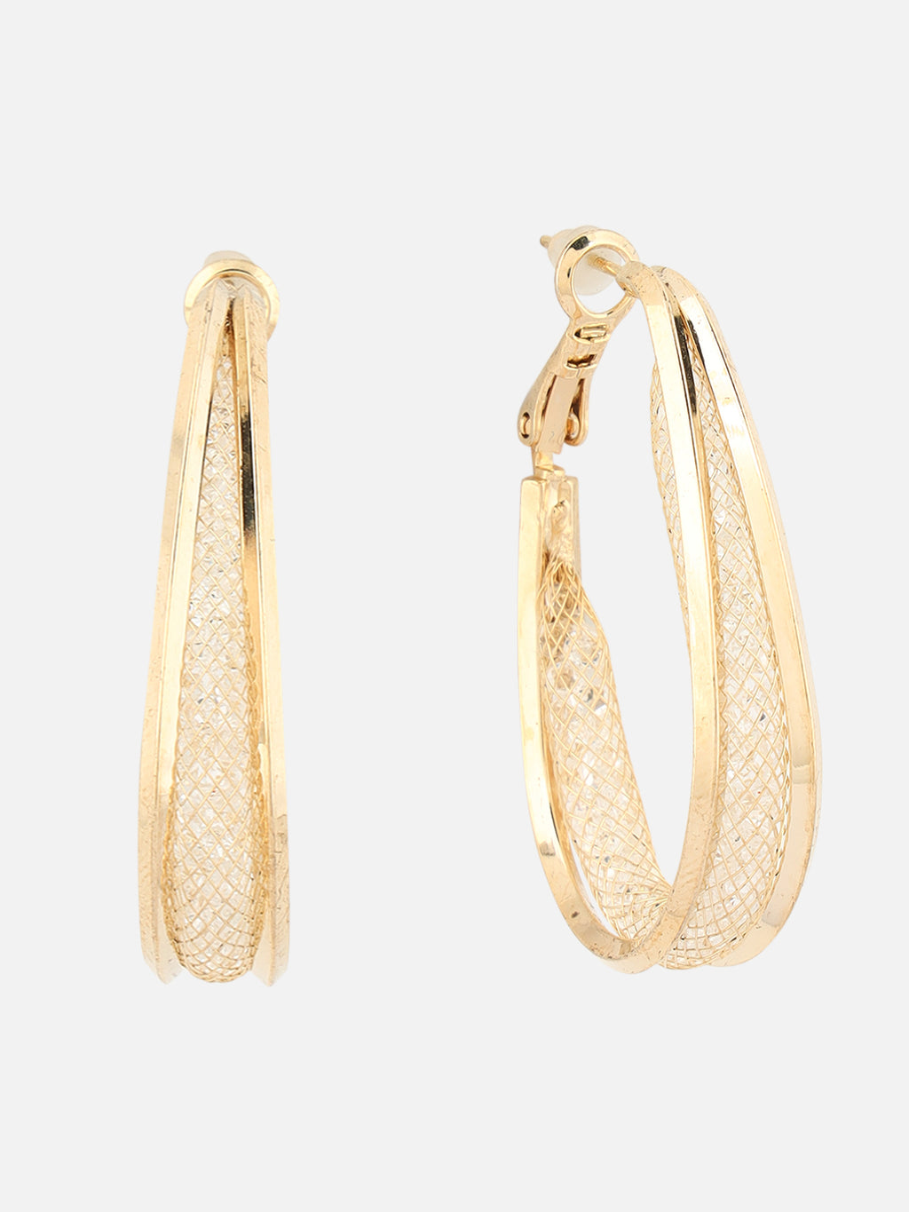 Beatnik Women's Western Oval Hoop Earrings, Gold-Plated Metal with Lever Back Closure