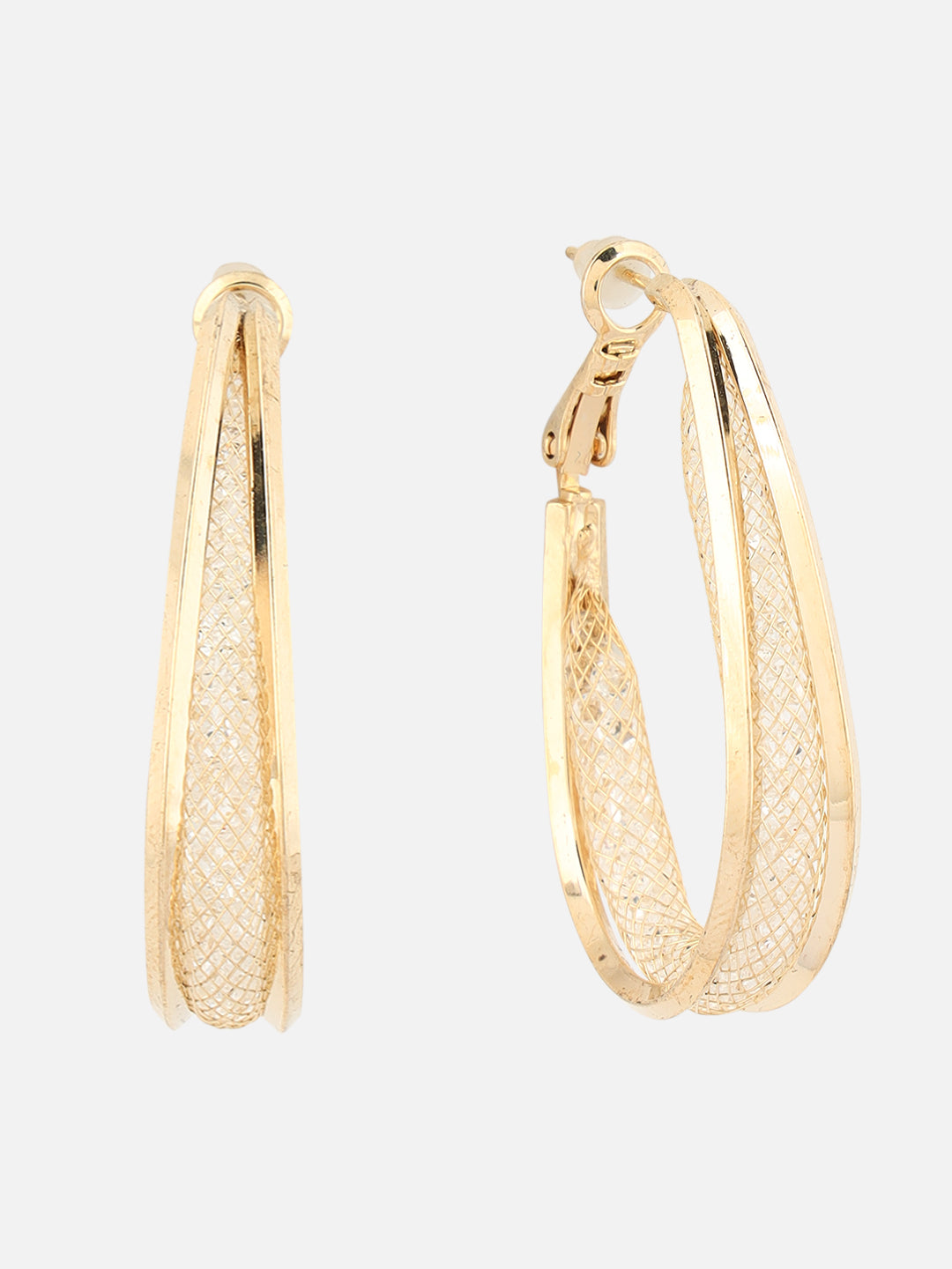 Beatnik Women's Western Oval Hoop Earrings, Gold-Plated Metal with Lever Back Closure