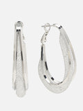 Beatnik Women's Western Oval Hoop Earrings, Silver-Plated Metal with Lever Back Closure