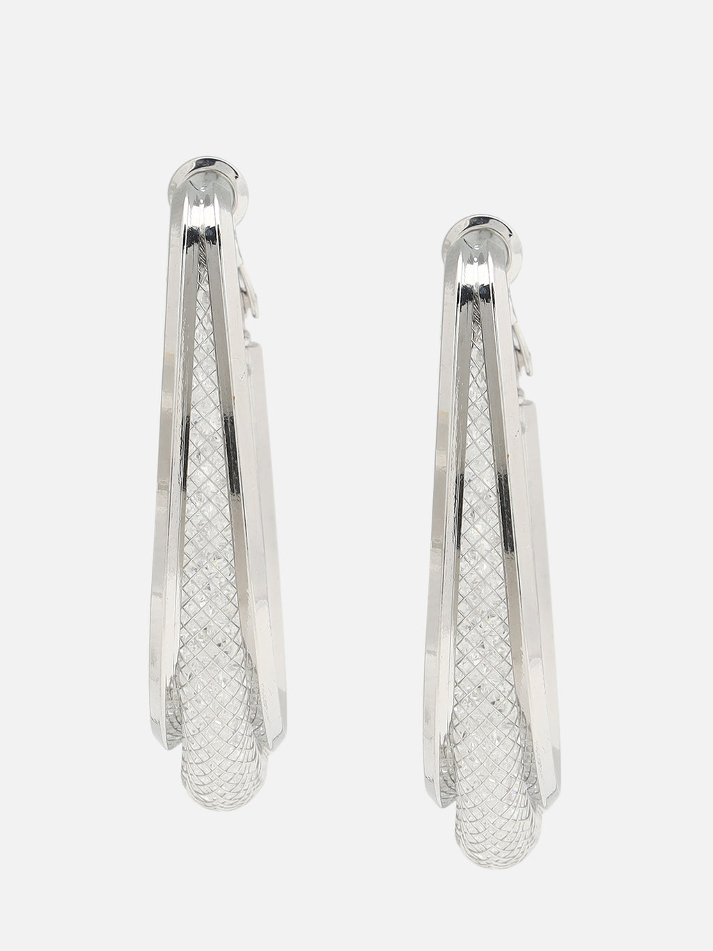 Beatnik Women's Western Oval Hoop Earrings, Silver-Plated Metal with Lever Back Closure