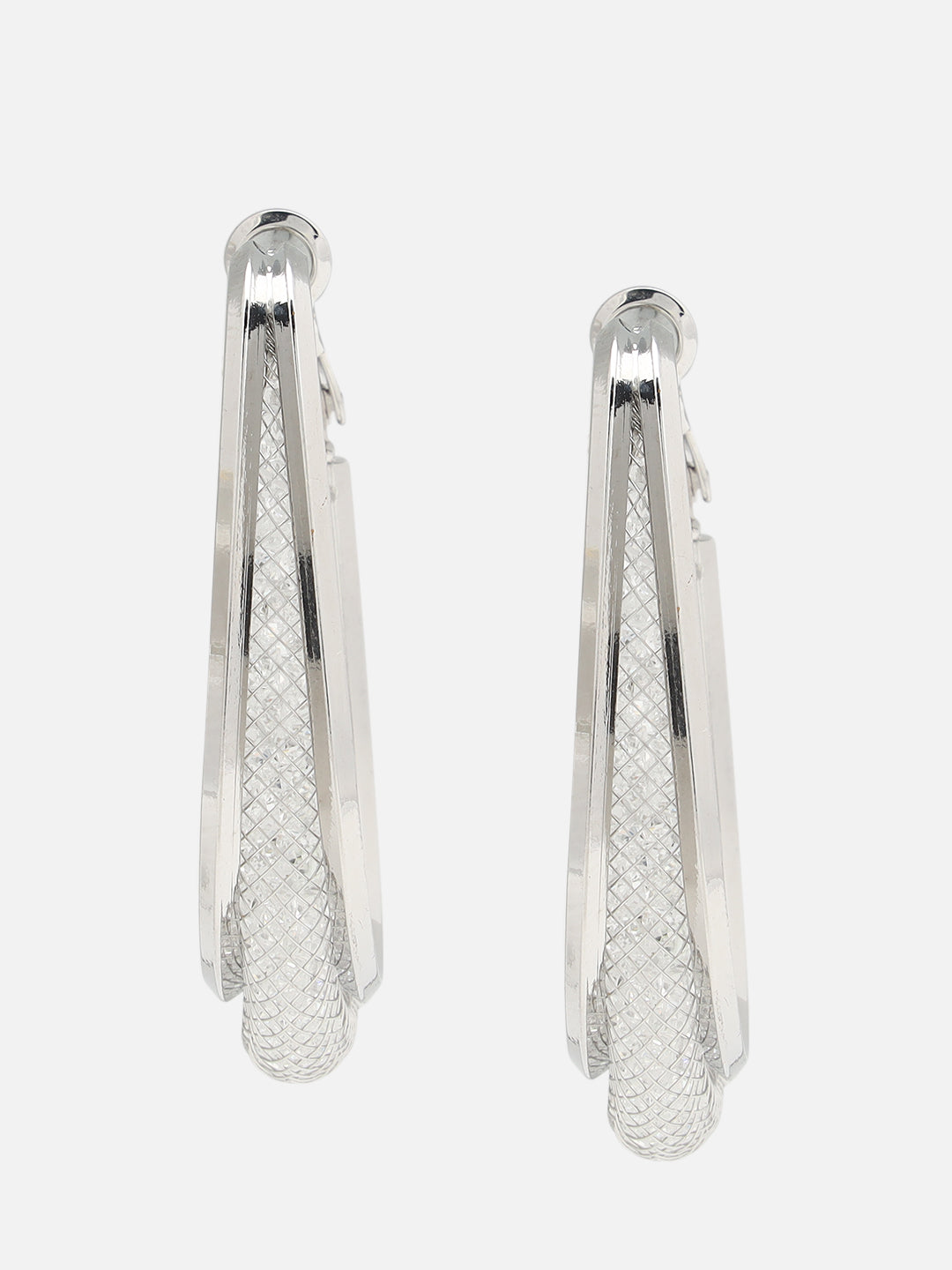 Beatnik Women's Western Oval Hoop Earrings, Silver-Plated Metal with Lever Back Closure