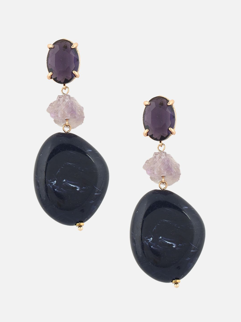 Beatnik Western Gold-Plated Drop Fashion Earrings for Women – Diamond Shape (Navy Blue)