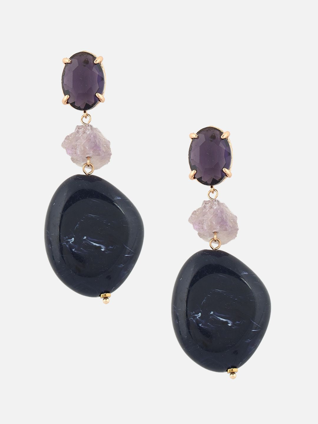 Beatnik Western Gold-Plated Drop Fashion Earrings for Women – Diamond Shape (Navy Blue)