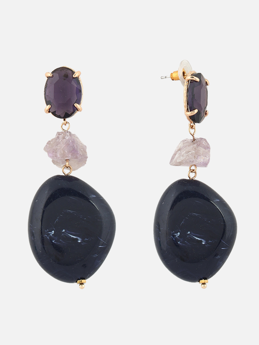 Beatnik Western Gold-Plated Drop Fashion Earrings for Women – Diamond Shape (Navy Blue)