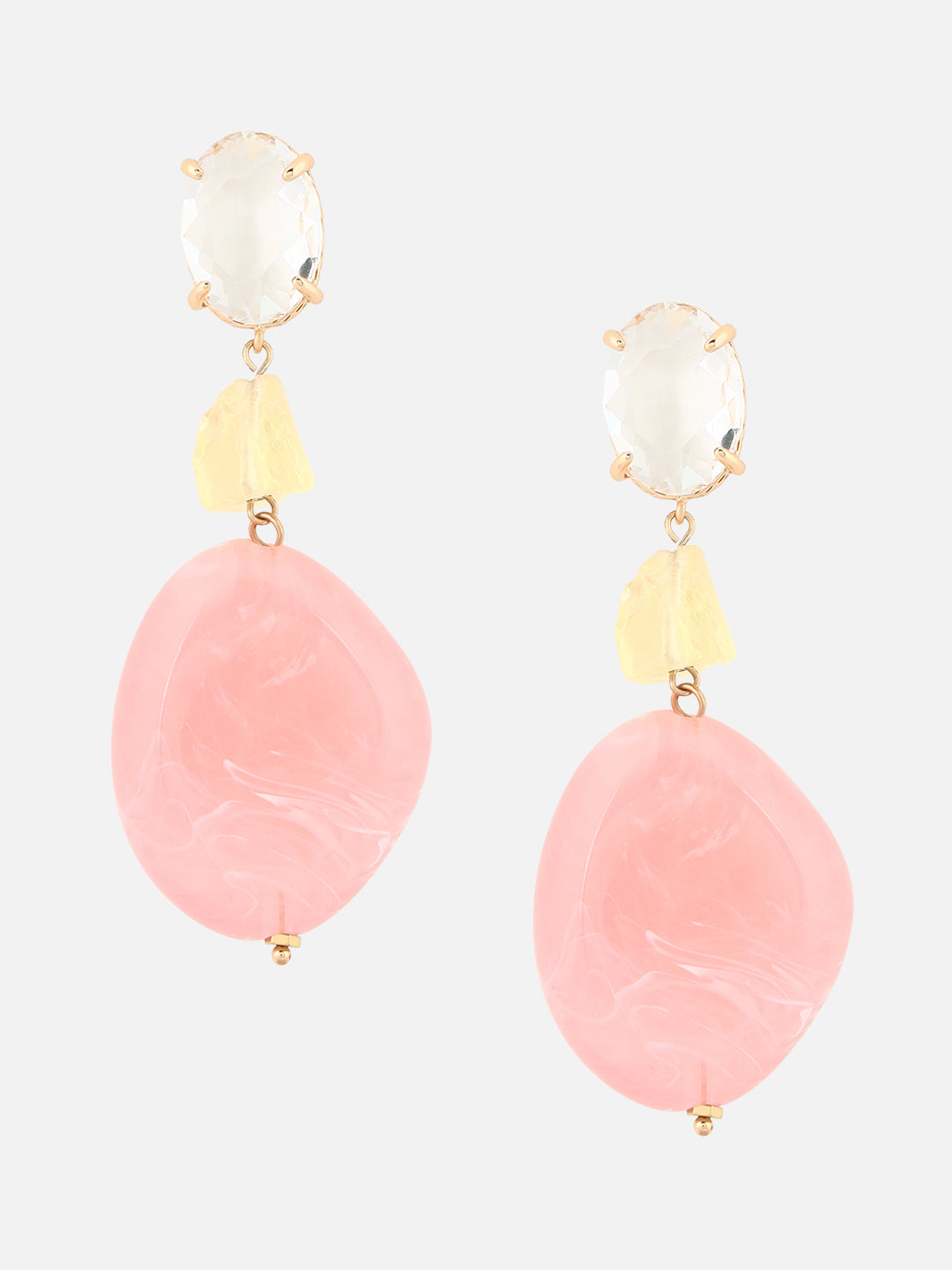 Beatnik Gold-Plated Western Style Drop Earrings – Diamond-Shaped Plastic, Party Wear (Pink)