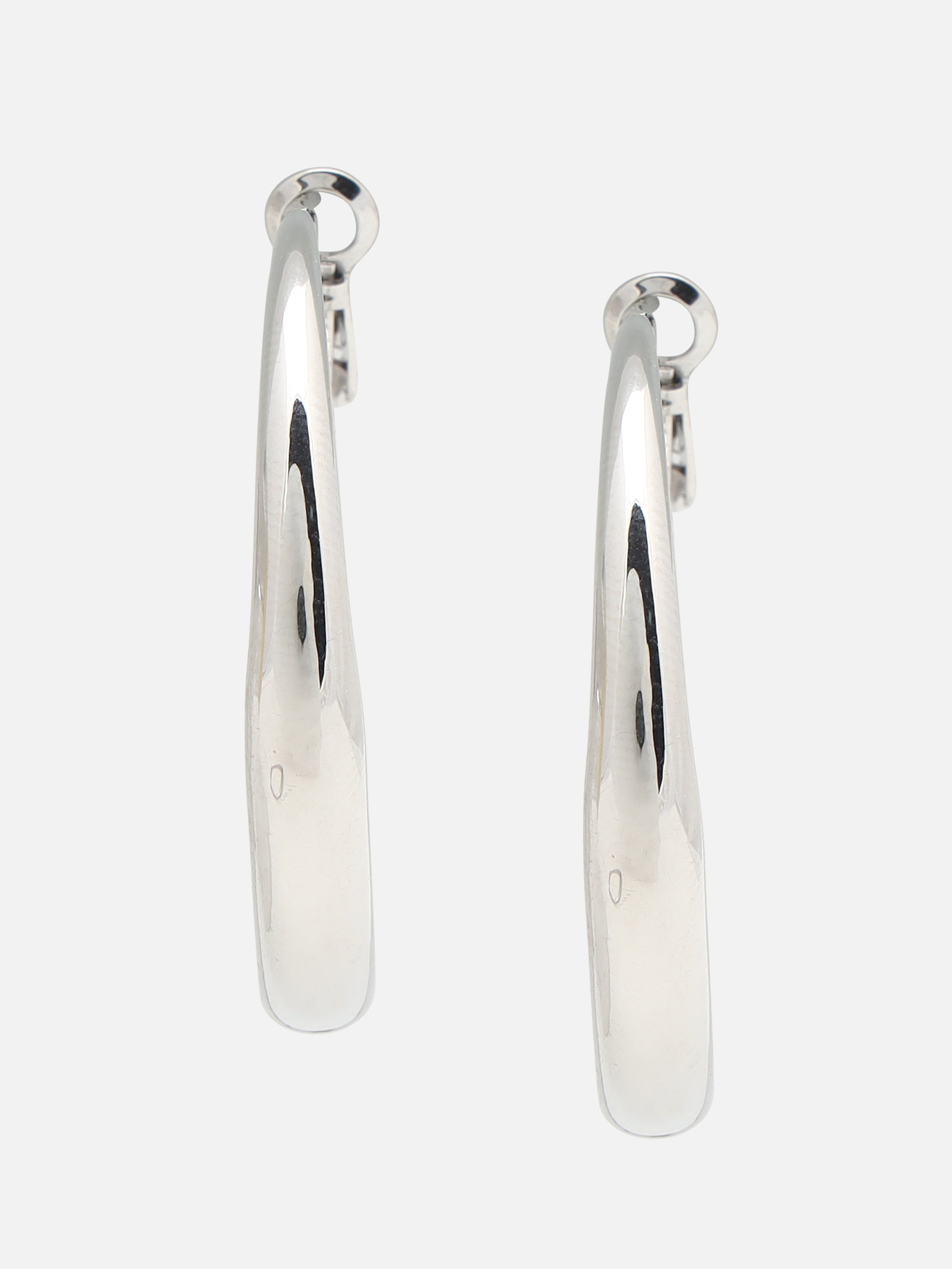 Beatnik Classic Polished Silver-Tone Hoop Earrings for Women (Silver)