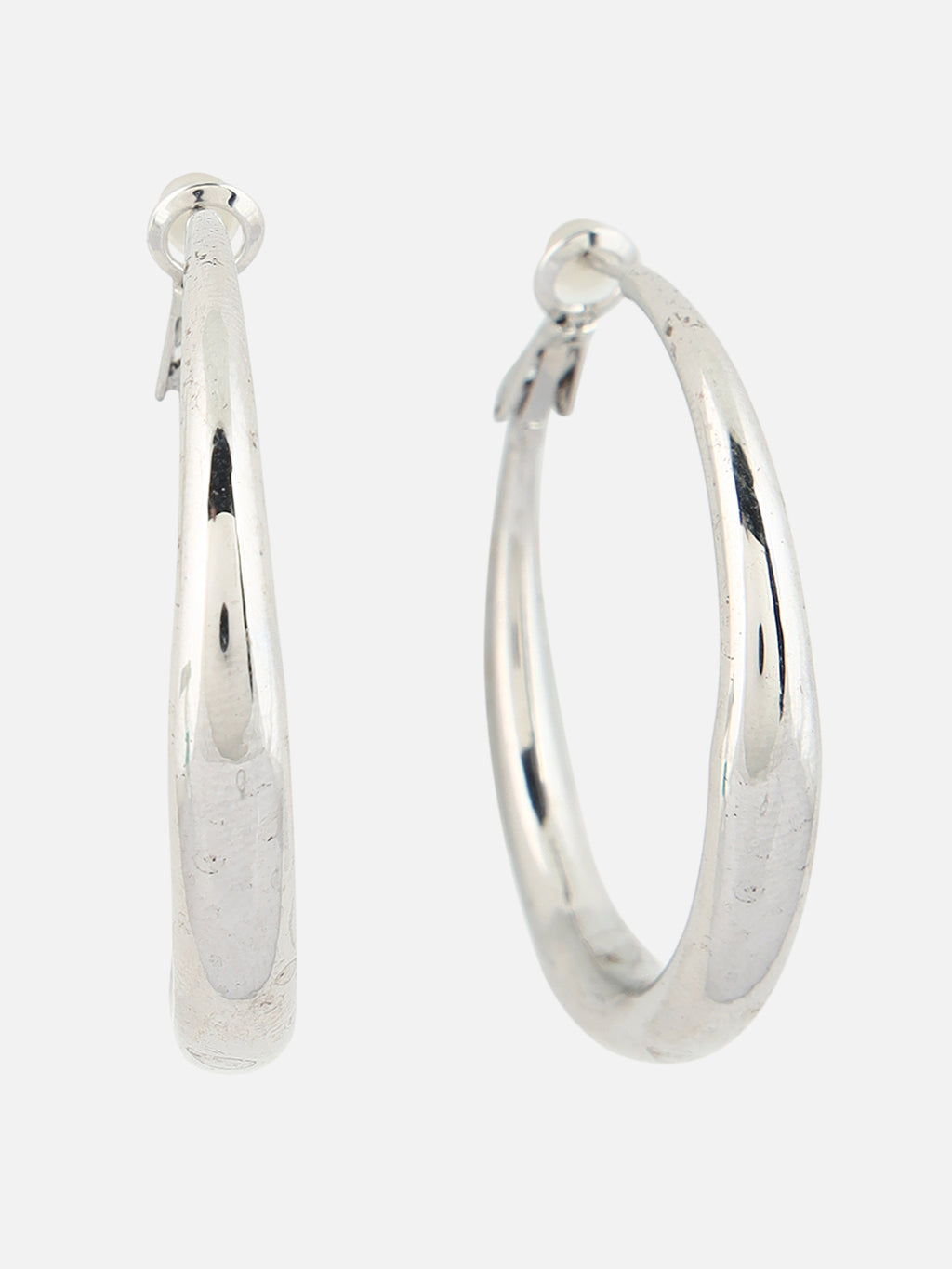 Beatnik Classic Polished Silver-Tone Hoop Earrings for Women (Silver)