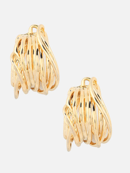 Beatnik Chunky Multi Layer Hoop Gold-Tone Statement Earrings for Women (Gold)