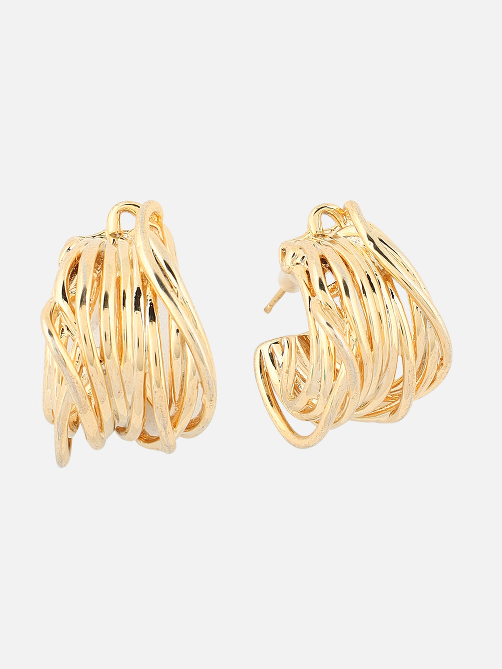 Beatnik Chunky Multi Layer Hoop Gold-Tone Statement Earrings for Women (Gold)