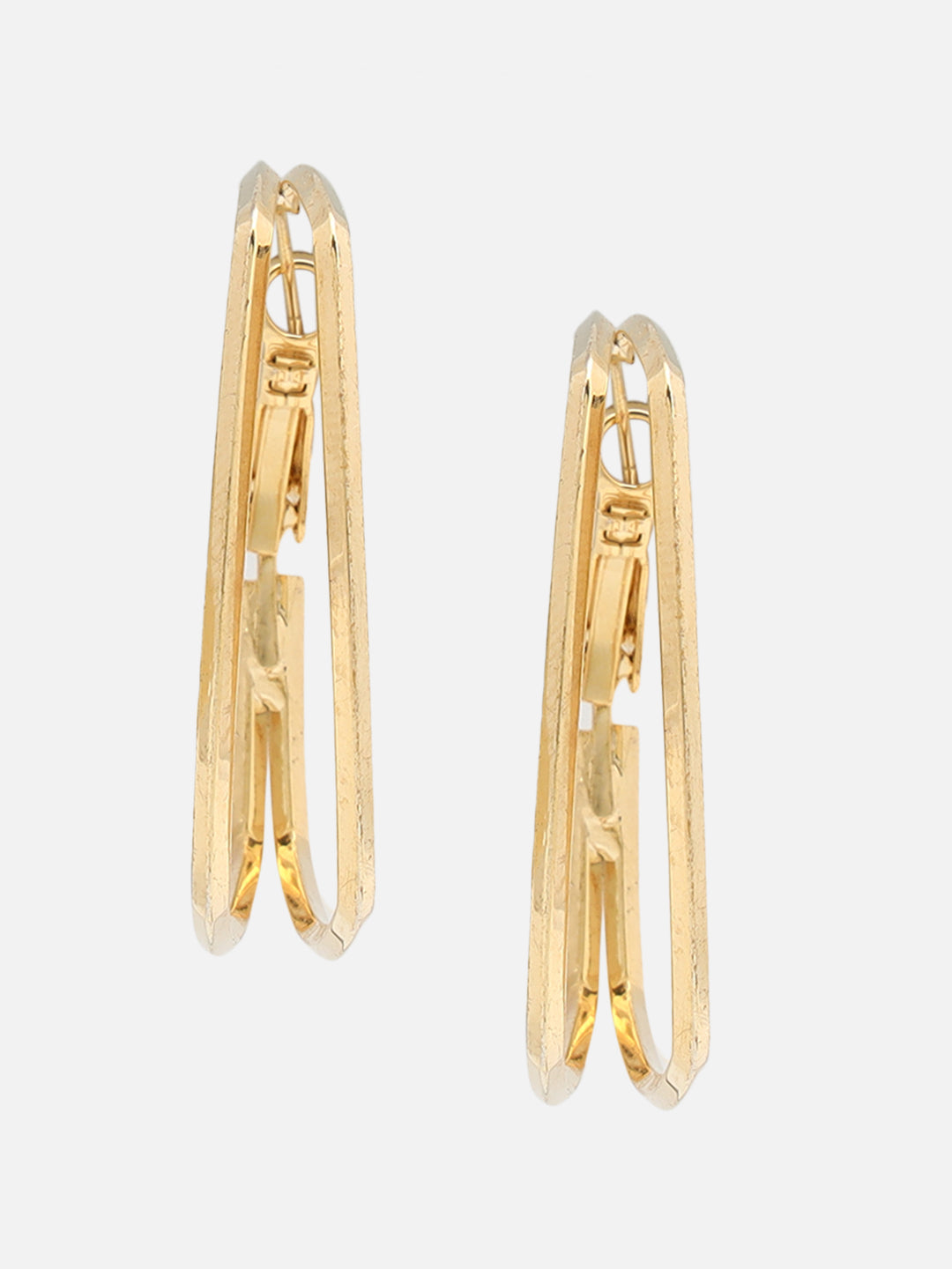 Beatnik Chunky Squre Layer Hoop Gold-Tone Statement Earrings for Women (Gold)