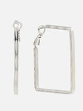 Beatnik Chunky Squre Layer Hoop Gold-Tone Statement Earrings for Women (Silver)