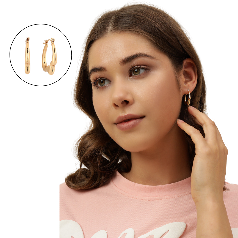 Gold-Plated Contemporary Small Hoop Earrings