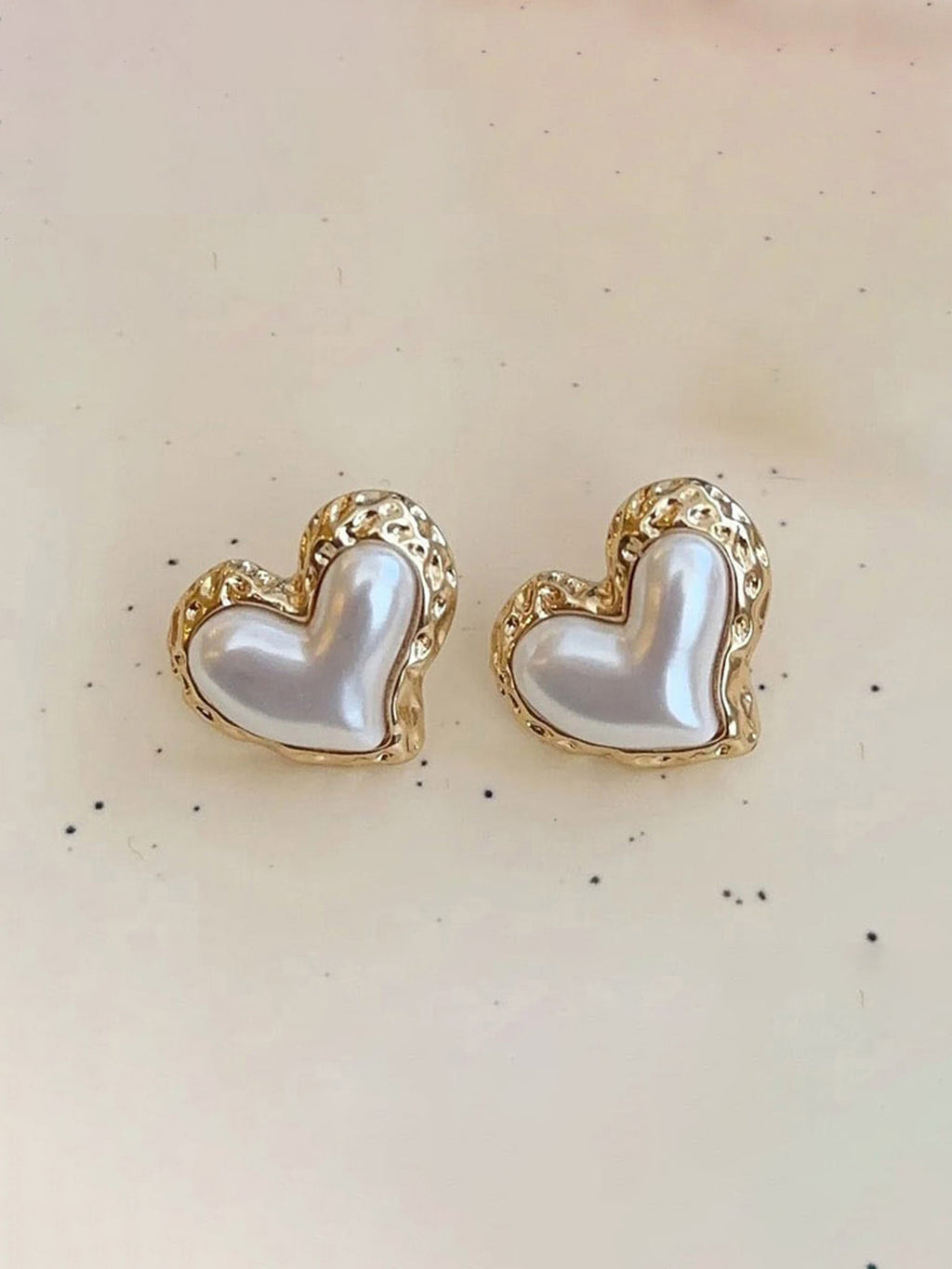 Gold-Plated Contemporary Heart-Shape Pearl Earrings