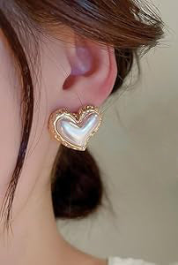 Gold-Plated Contemporary Heart-Shape Pearl Earrings