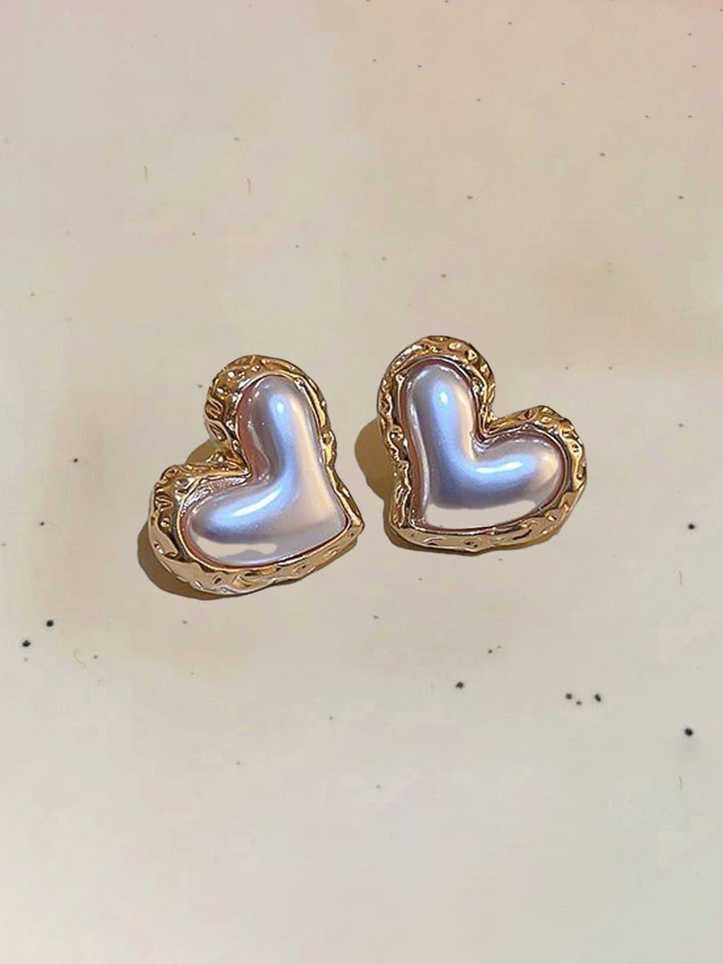 Gold-Plated Contemporary Heart-Shape Pearl Earrings