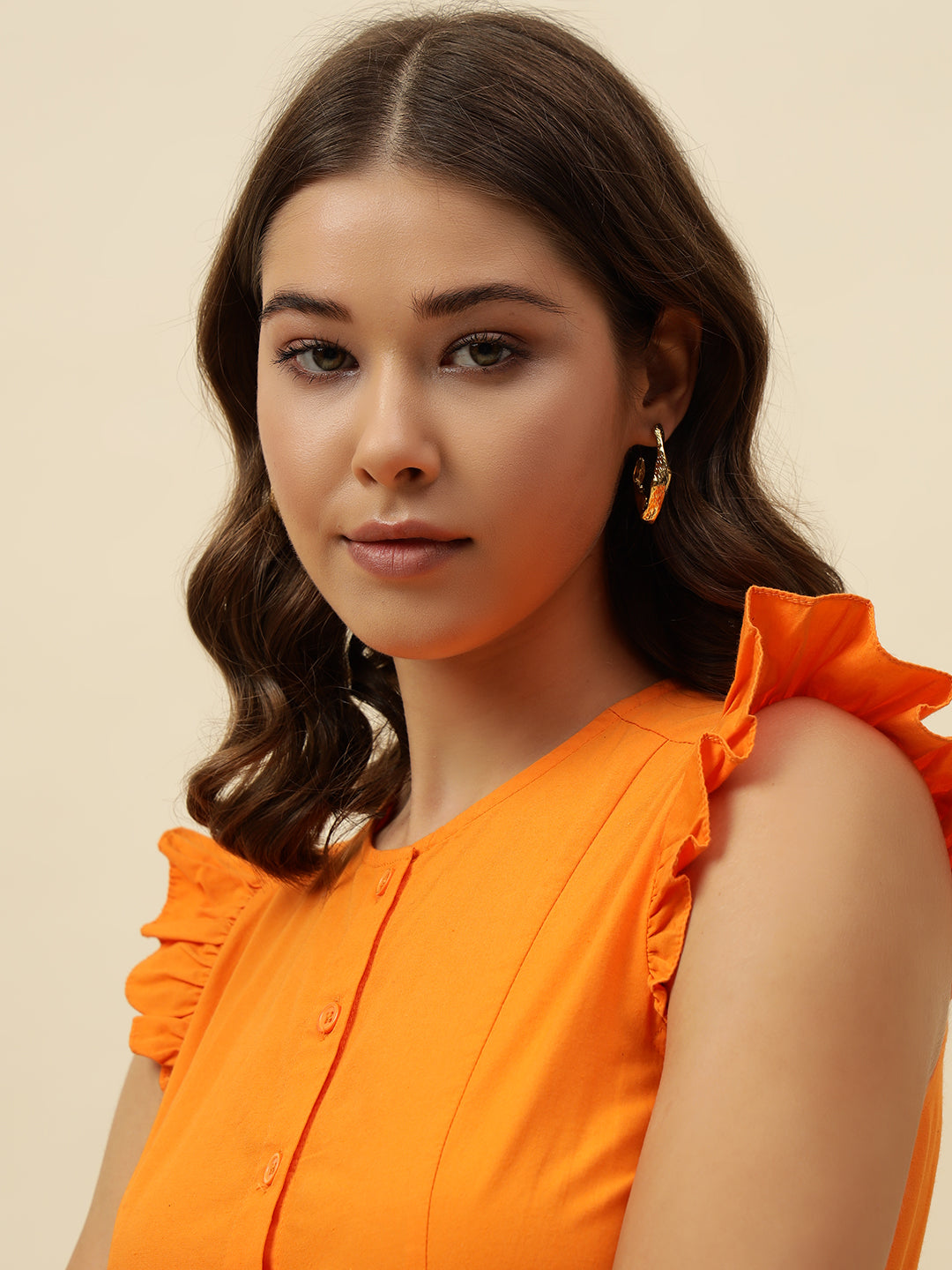 Gold-Plated Contemporary Hoop Small Earrings