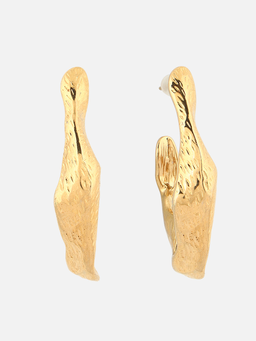 Gold-Plated Contemporary Hoop Small Earrings