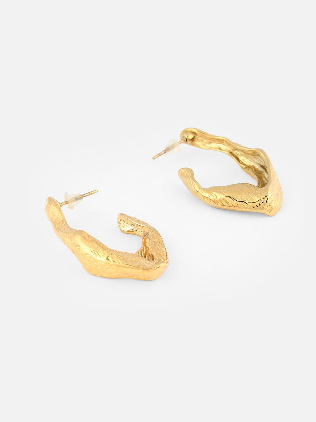 Gold-Plated Contemporary Hoop Small Earrings