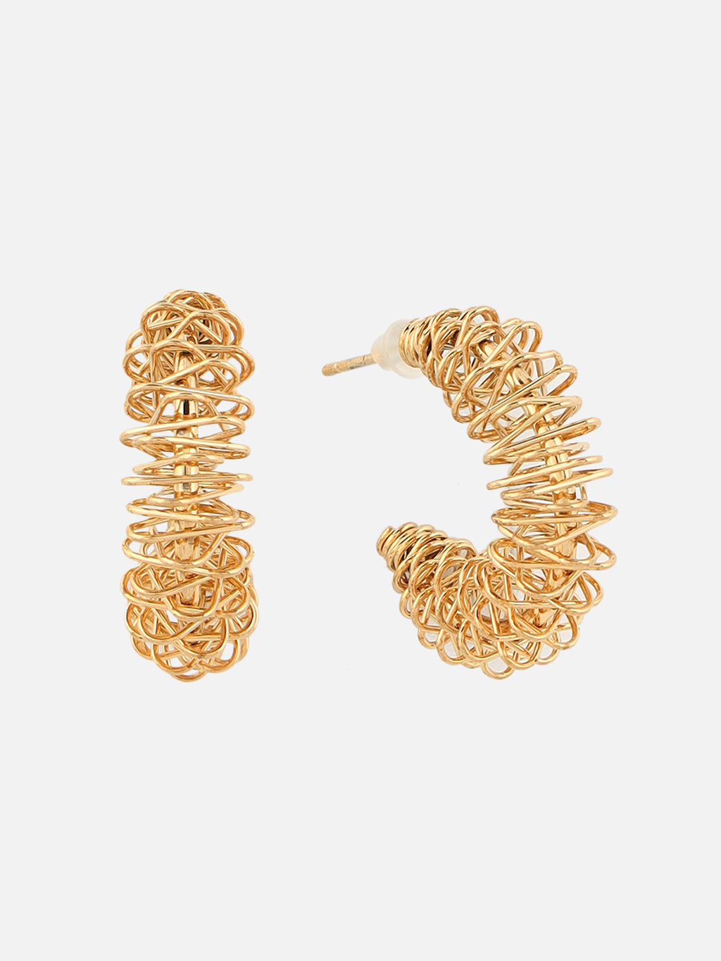 Brass-Plated Contemporary Half Hoop Gold Earrings