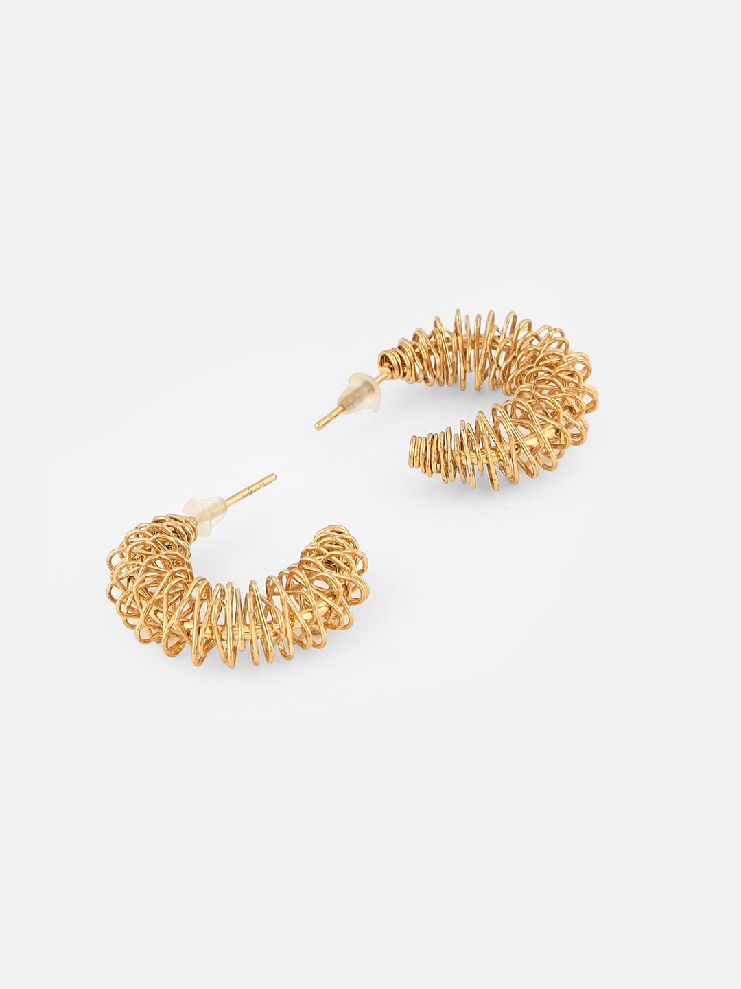 Brass-Plated Contemporary Half Hoop Gold Earrings