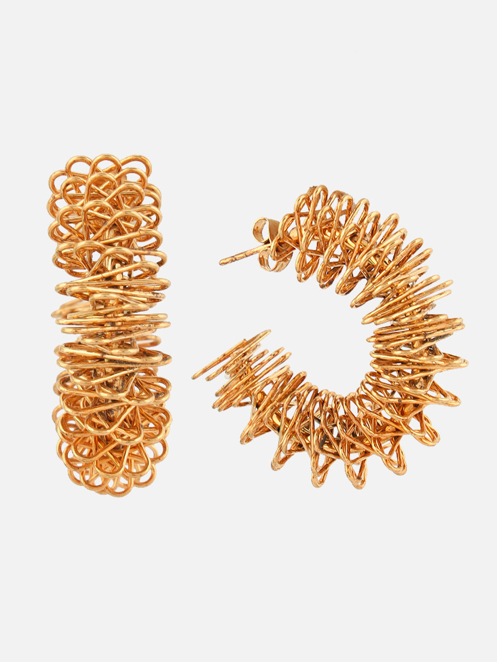 Brass-Plated Half Hoop Gold Contemporary Earrings