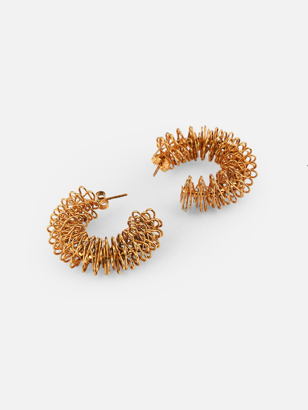 Brass-Plated Half Hoop Gold Contemporary Earrings