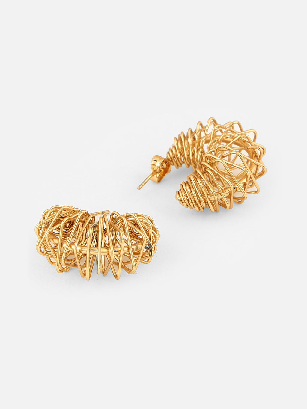 Half Hoop Brass-Plated Contemporary Gold Earrings