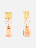 Gold-Plated Artificial Stone Geometric Drop Earrings (Yellow)