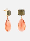 Orange Stone Geometric Drop Earrings